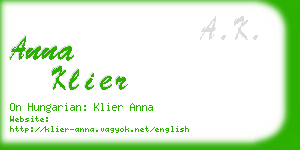 anna klier business card